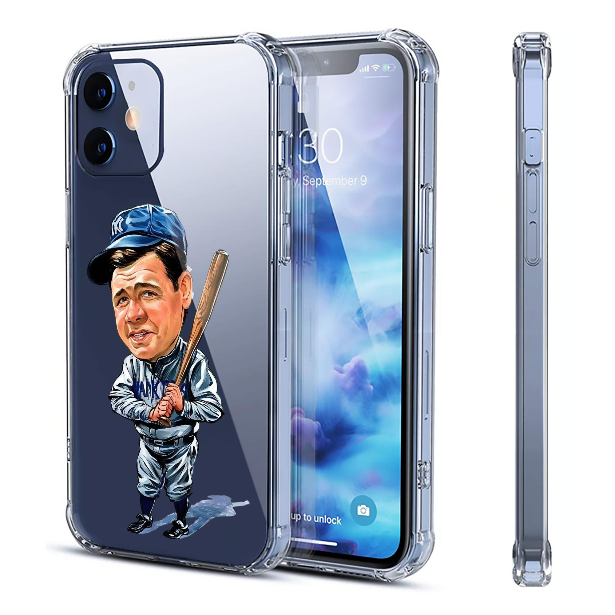 Babe Ruth 14 Clear IPhone 12 Case – Soft TPU With UV Print – Enhanced Drop Protection, Precise Fit, Anti-Fingerprint, Customizable Design, Scratch-Resistant, Yellow-Resistant